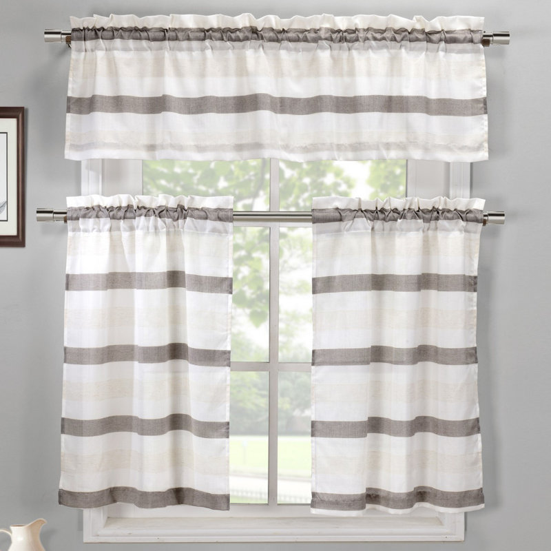 Gracie Oaks Ferguson 3 Piece Linen Kitchen Curtain Set & Reviews Wayfair
